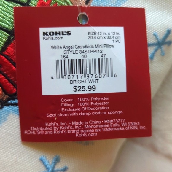 NWT ST.NICHOLAS SQUARE throw pillow, my Grandkids are Angels - Picture 4 of 7